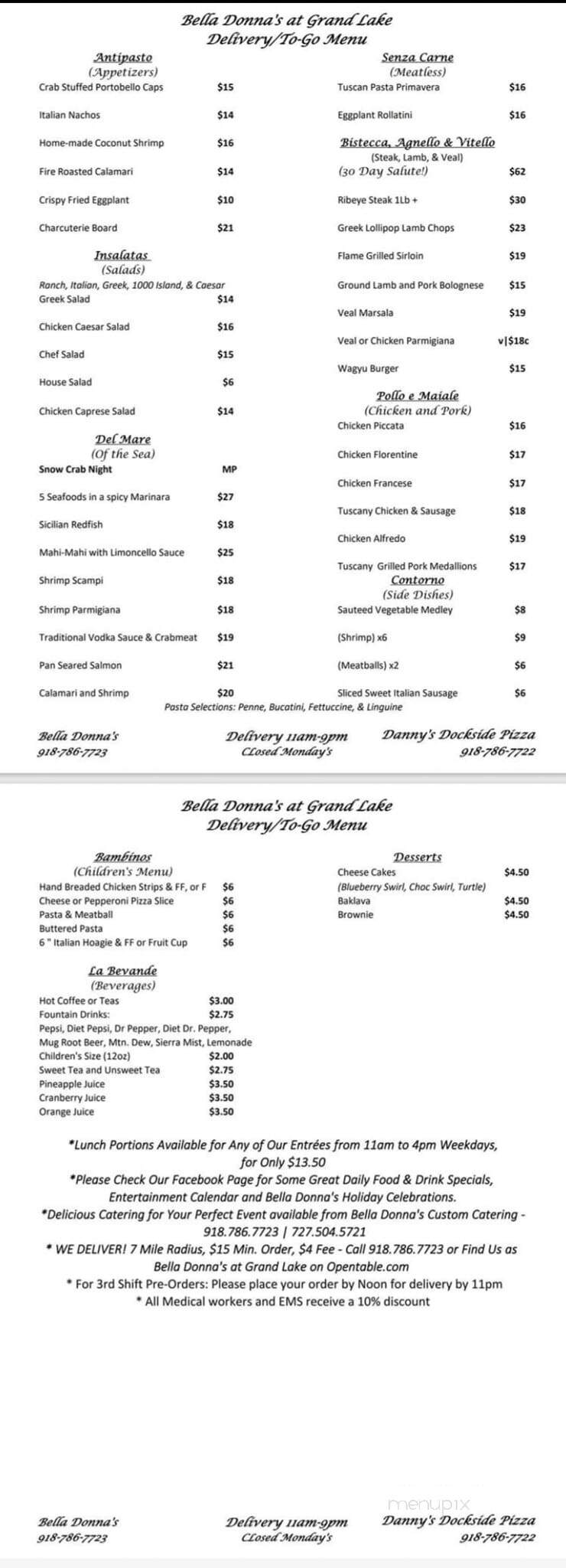 Bella Donna's at Grand Lake - Grove, OK menu_pic