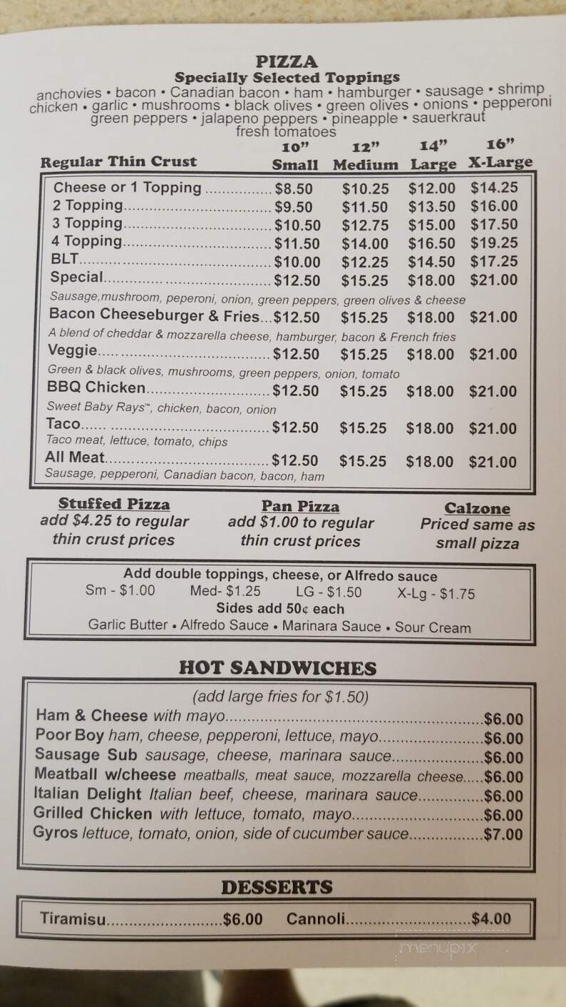 Benny's Pizza - Beardstown, IL menu_pic