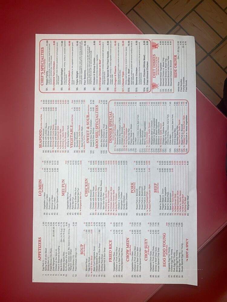 Ming's Restaurant - Macon, GA menu_pic