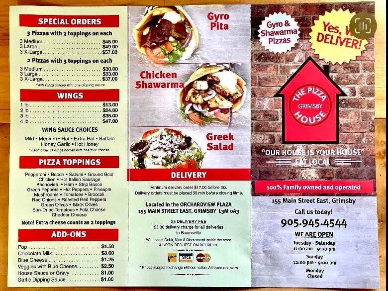 The Pizza House - Grimsby, ON menu_pic