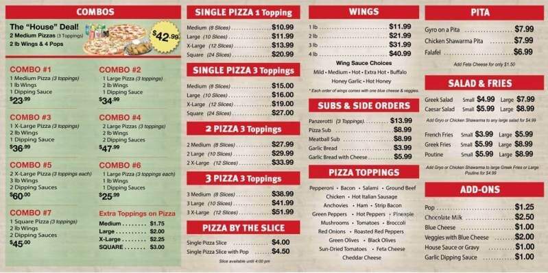 The Pizza House - Grimsby, ON menu_pic
