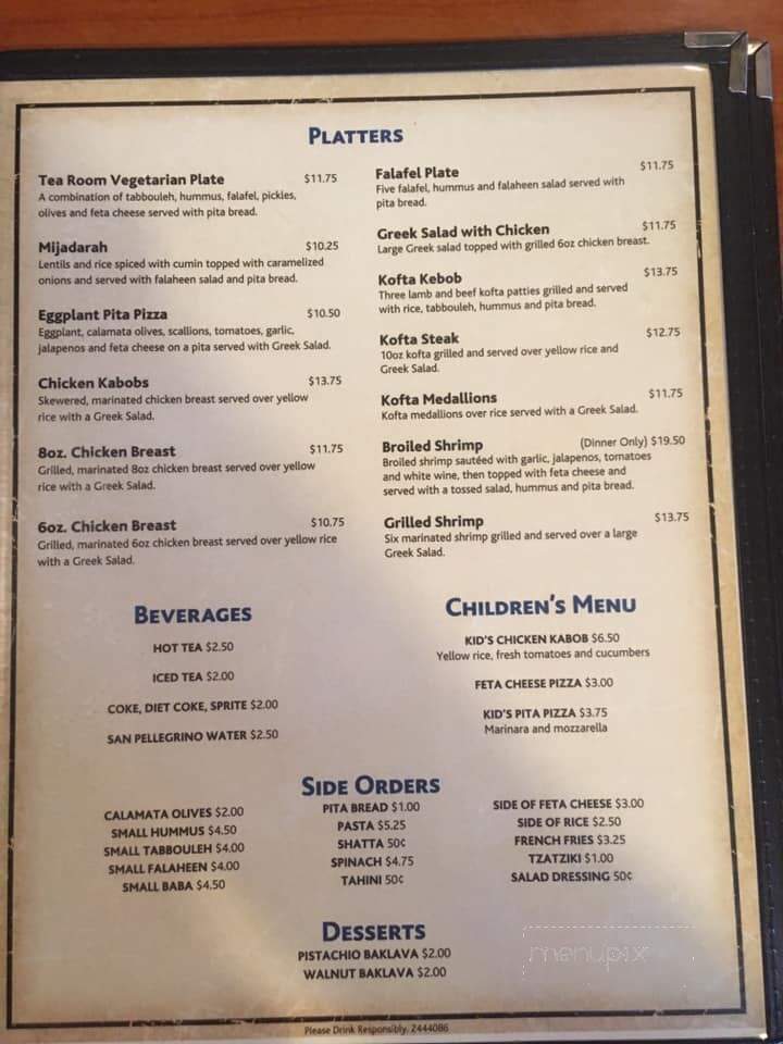 Mediterranean Tea Room - Columbia, SC menu_pic