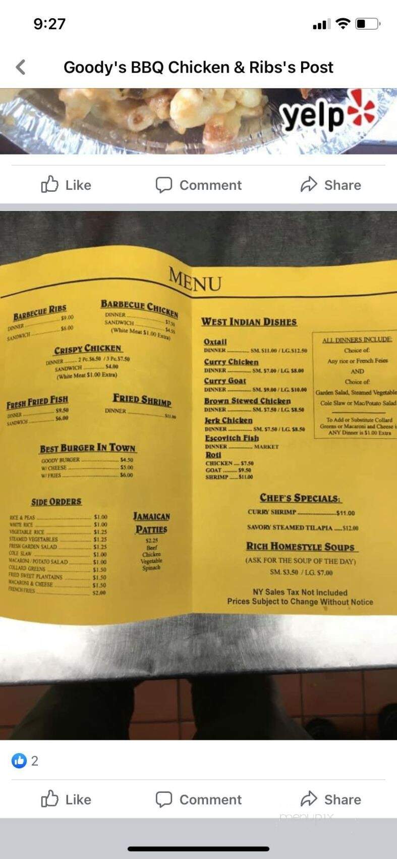 Goody's Bbq Chicken & Ribs - Far Rockaway, NY menu_pic