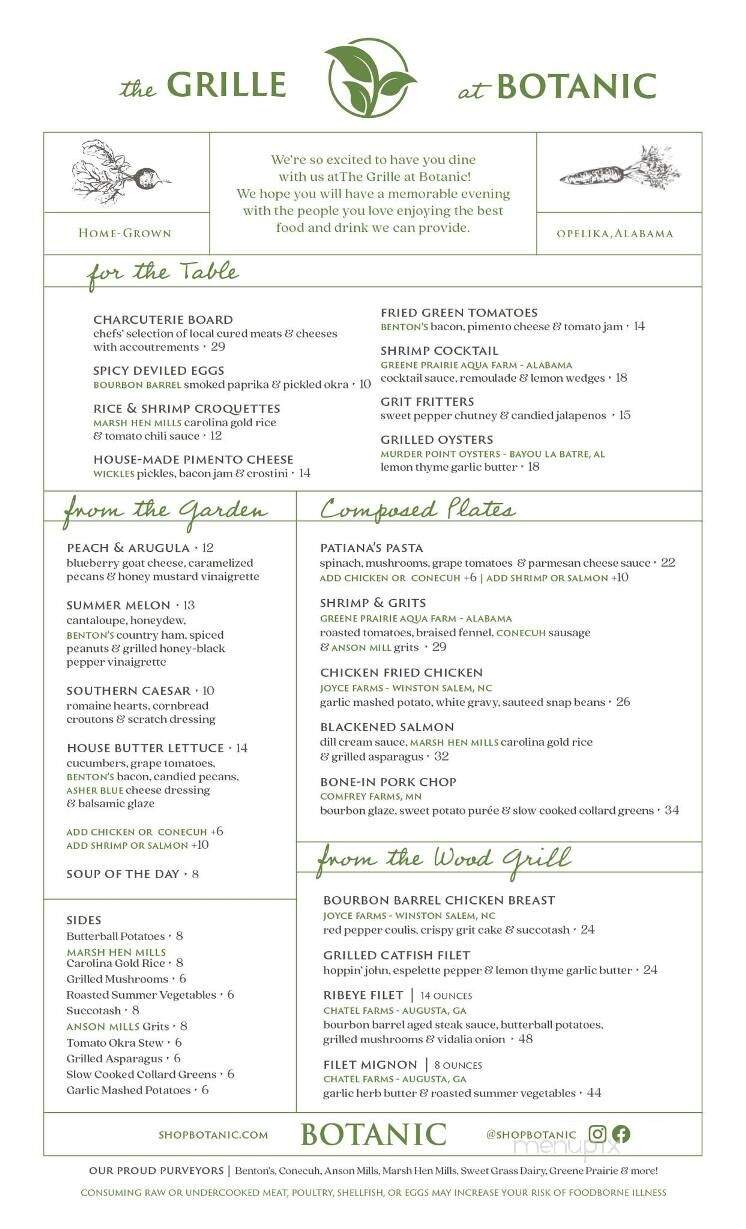 Botanic - Opelika, AL menu_pic