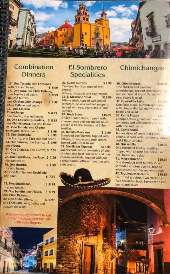 El Sombrero Mexican Restaurant - Yazoo City, MS menu_pic