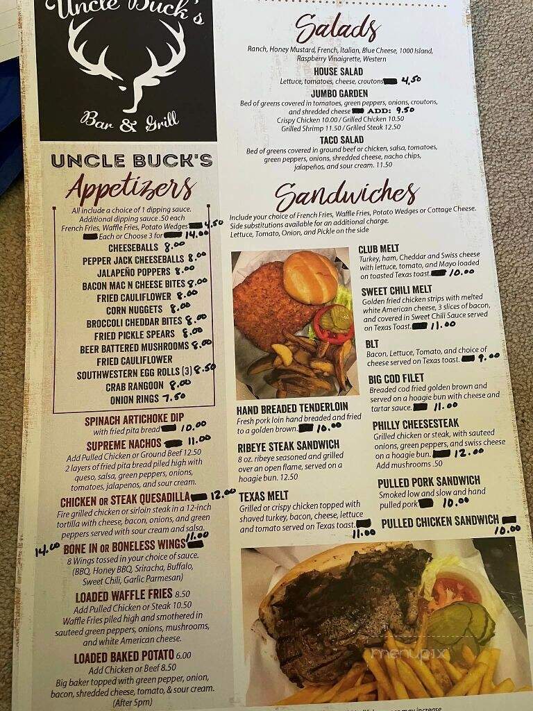 Uncle Buck's Bar & Grill - Ottumwa, IA menu_pic