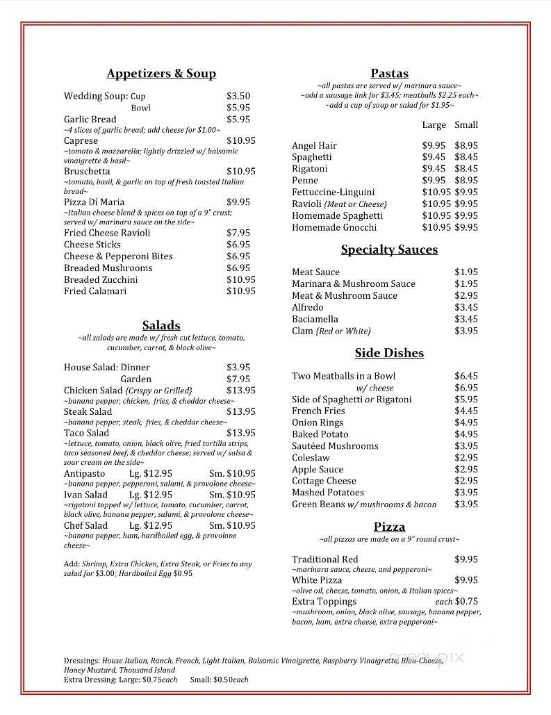 Gio's Family Restaurant - Weirton, WV menu_pic