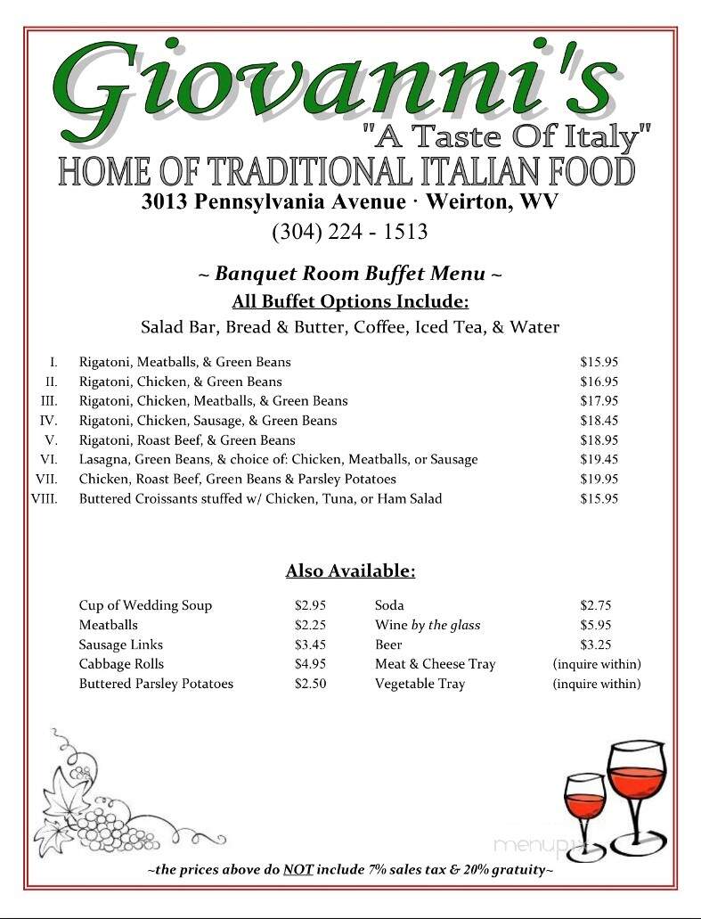 Gio's Family Restaurant - Weirton, WV menu_pic