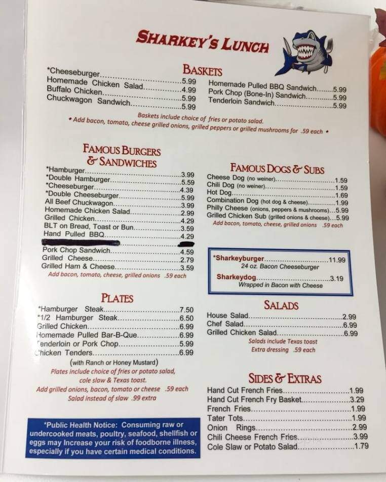 Sharkey's Grill - Burlington, NC menu_pic