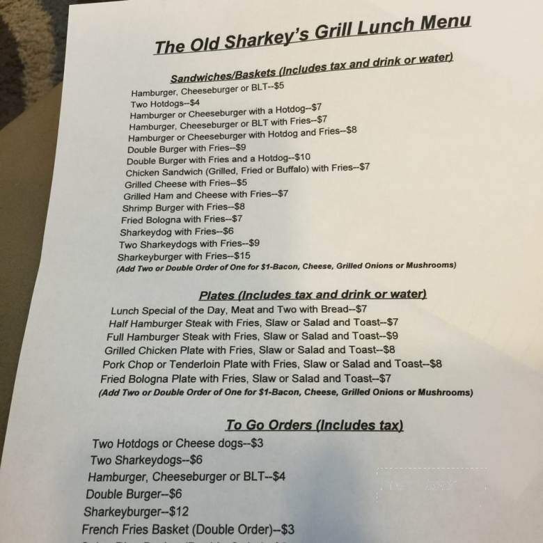 Sharkey's Grill - Burlington, NC menu_pic