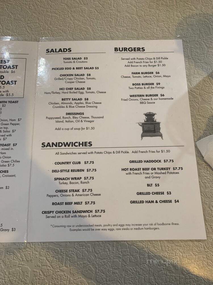 Honey Creek Inn Restaurant - Reedsville, PA menu_pic