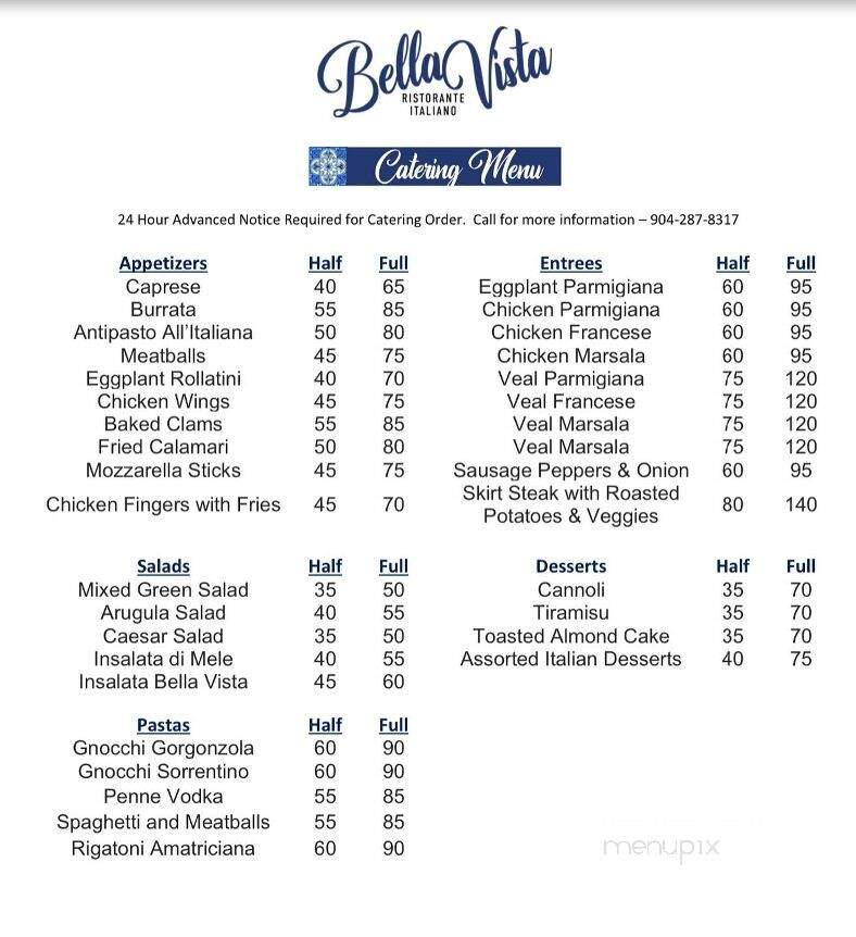 Bella Vista - Fruit Cove, FL menu_pic