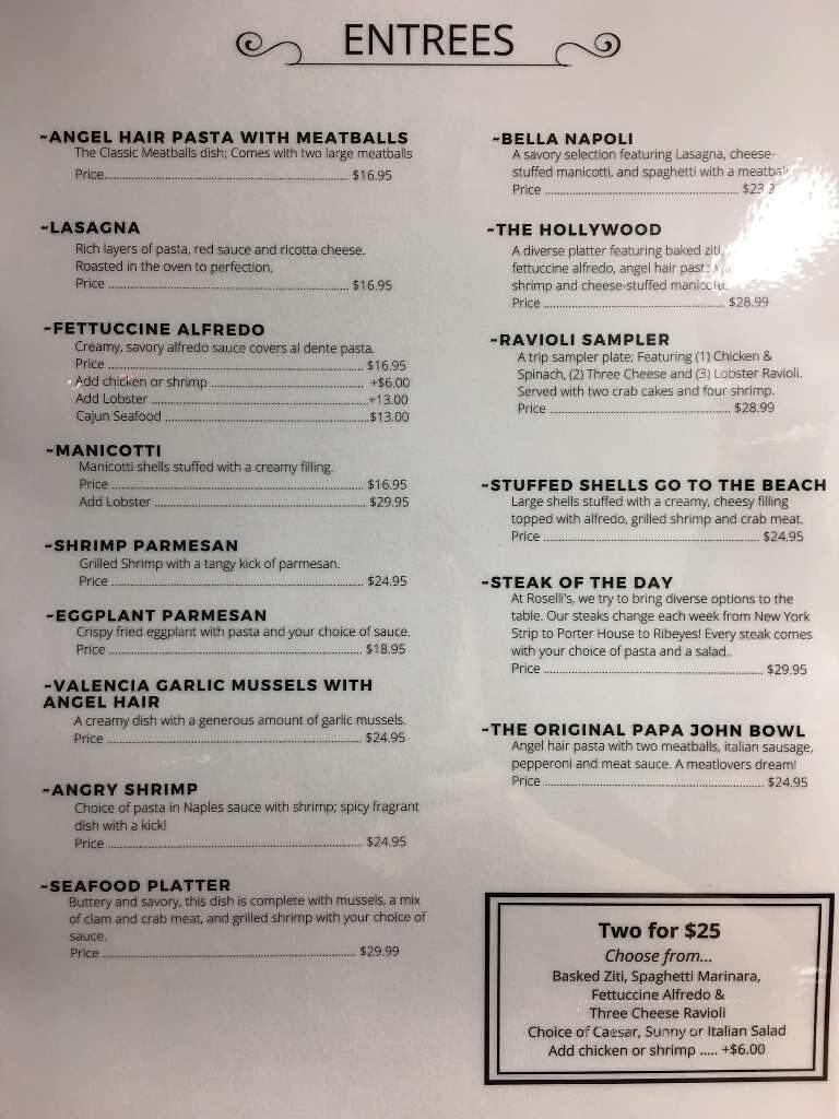 Roselli's on 10th - North Wilkesboro, NC menu_pic