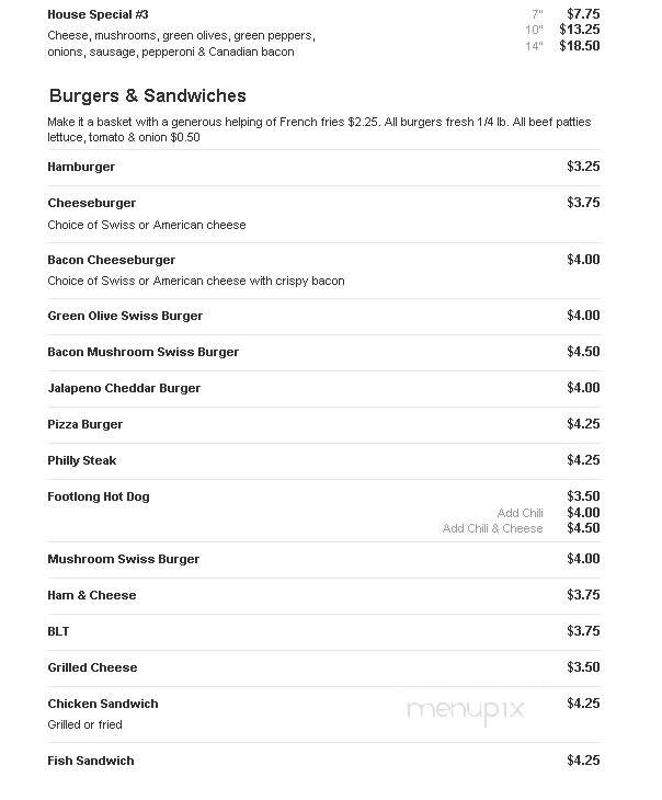 Hindu's Corner Bar - Cuba City, WI menu_pic
