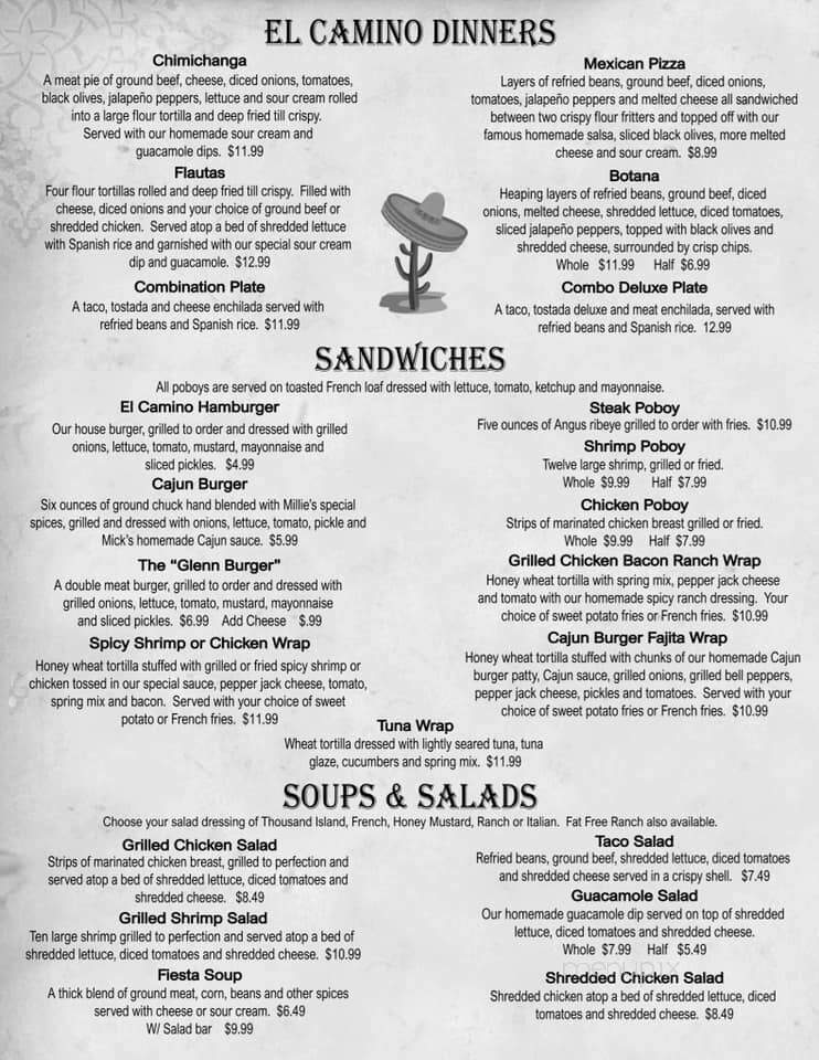 El Camino Restaurant - Abbeville, LA menu_pic