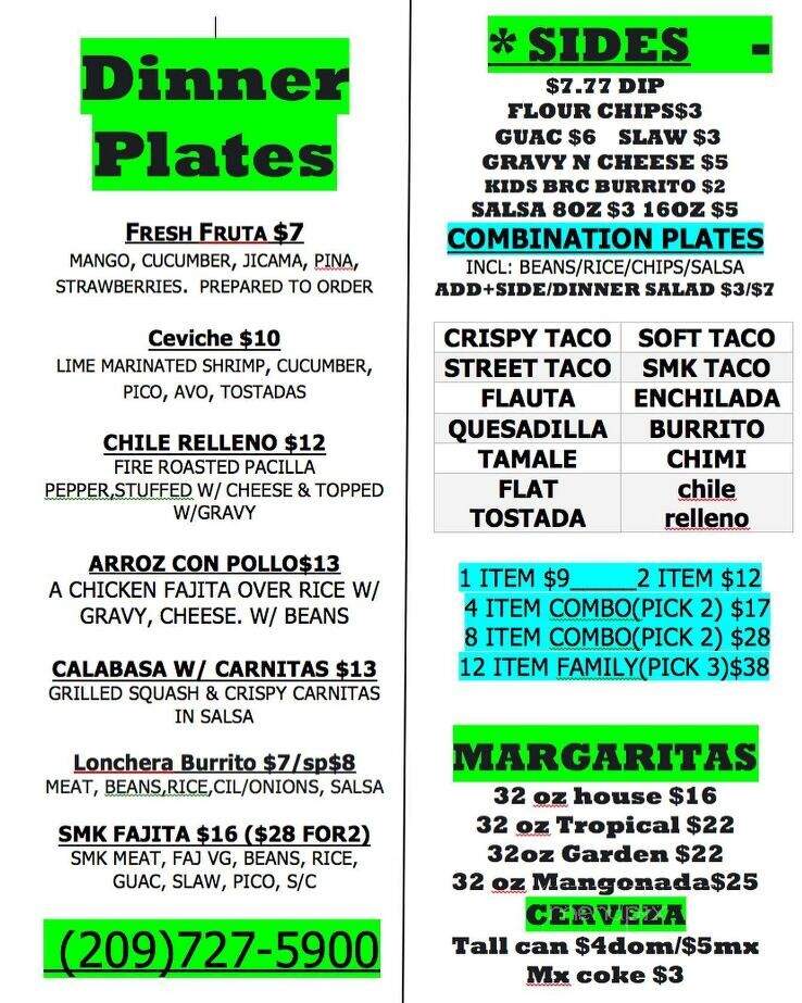 Coyotes - Lockeford, CA menu_pic