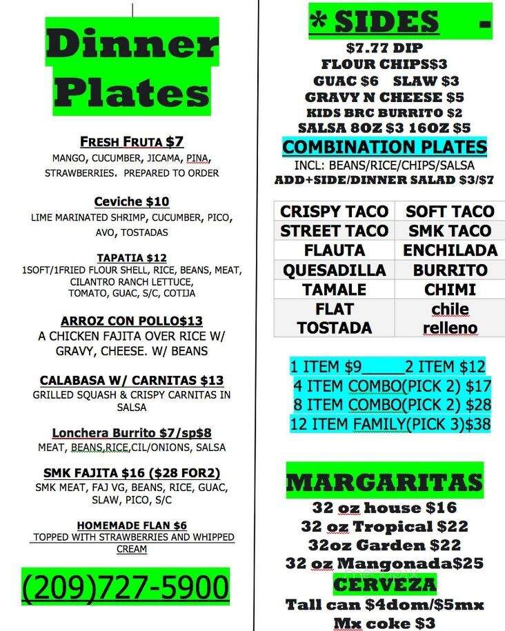 Coyotes - Lockeford, CA menu_pic