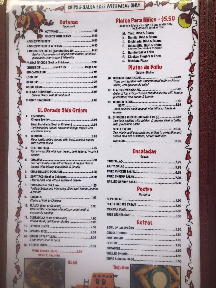 El Dorado - McComb, MS menu_pic
