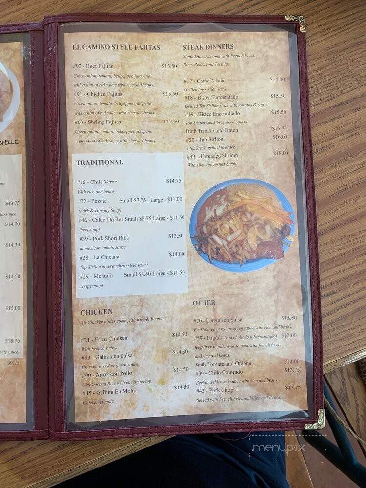 El Camino Restaurant - Brentwood, CA menu_pic