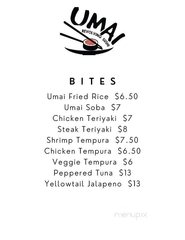 Umai Revolving Sushi - Rochester, NY menu_pic