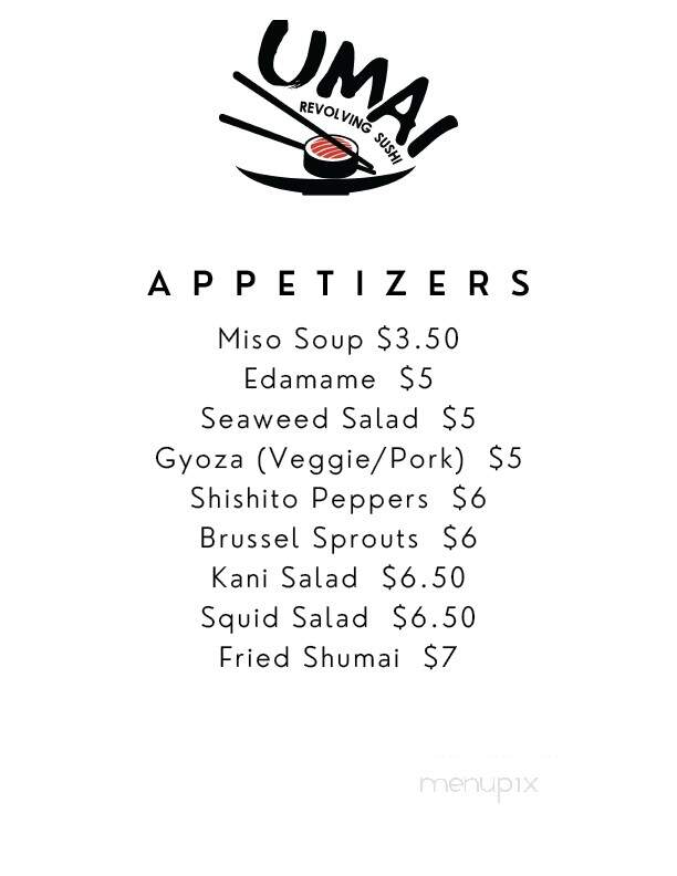 Umai Revolving Sushi - Rochester, NY menu_pic