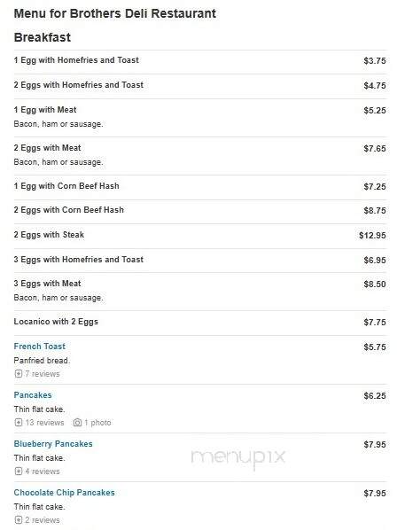 Brothers Deli Restaurant - Wakefield, MA menu_pic