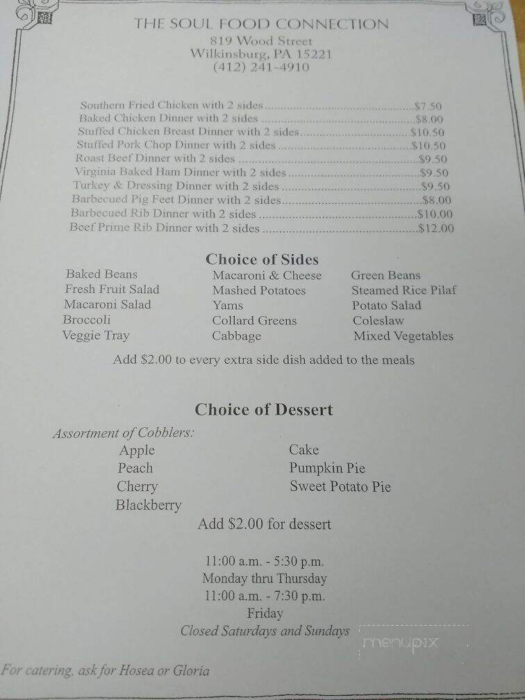 Soul Food Connection - Wilkinsburg, PA menu_pic