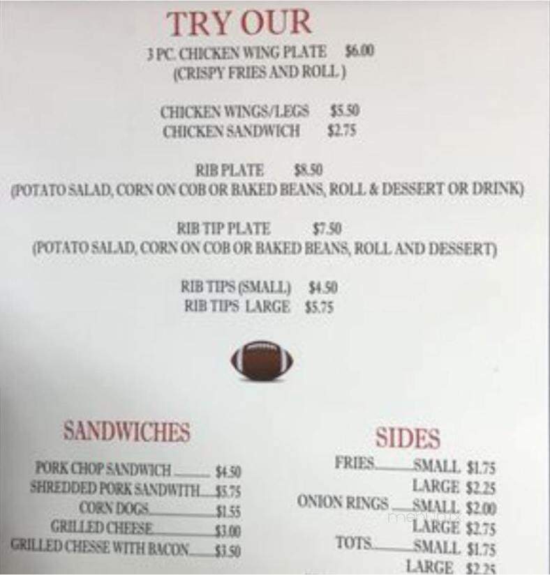 Hall of Fame Restaurant - Bentonia, MS menu_pic