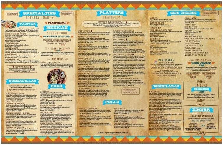 Gabbys 152 Tortilla Street - Lavalette, WV menu_pic