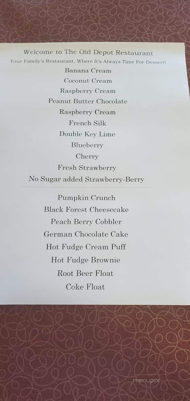 Old Depot - Johannesburg, MI menu_pic