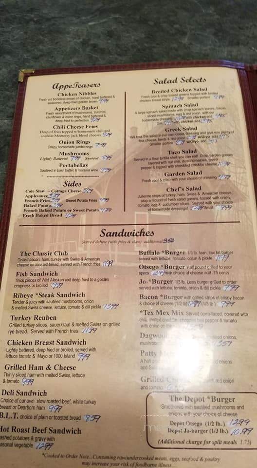 Old Depot - Johannesburg, MI menu_pic
