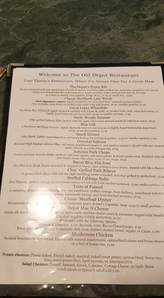 Old Depot - Johannesburg, MI menu_pic