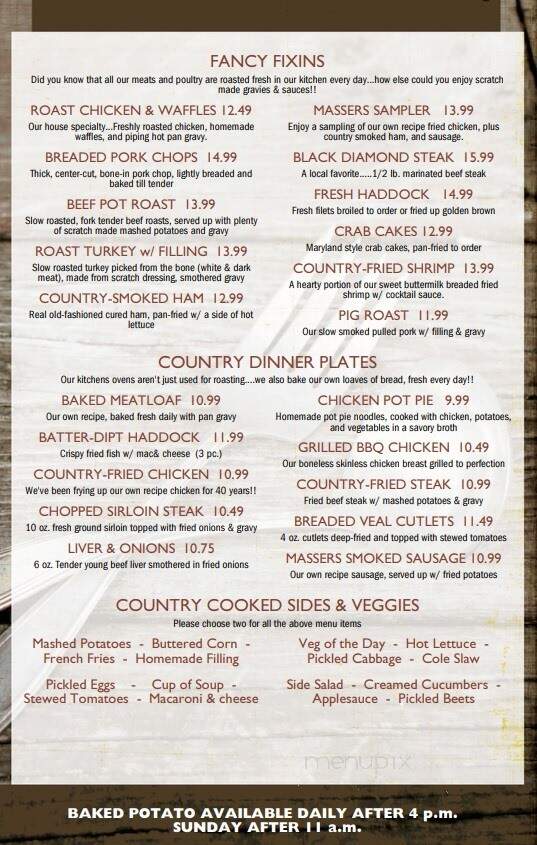 Masser's Restaurant - Paxinos, PA menu_pic