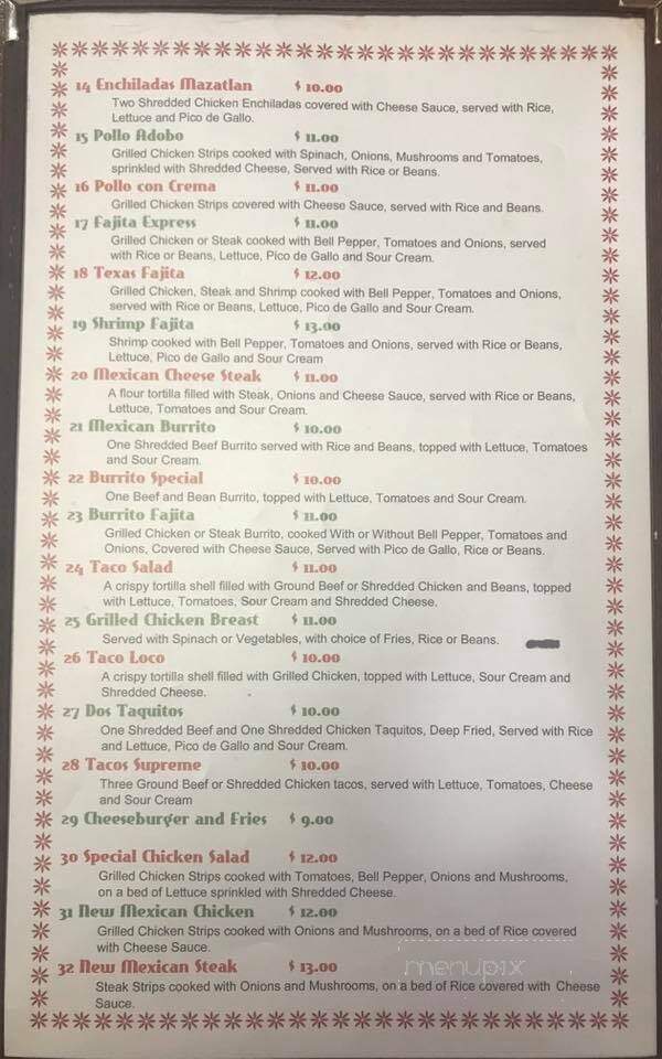 La Paz - Goldsboro, NC menu_pic