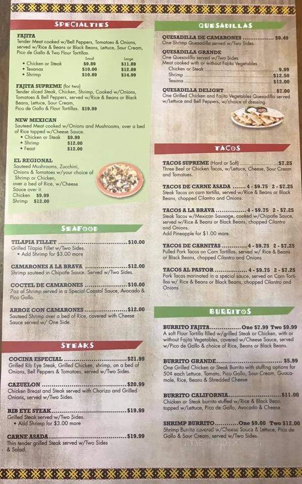 La Paz - Goldsboro, NC menu_pic