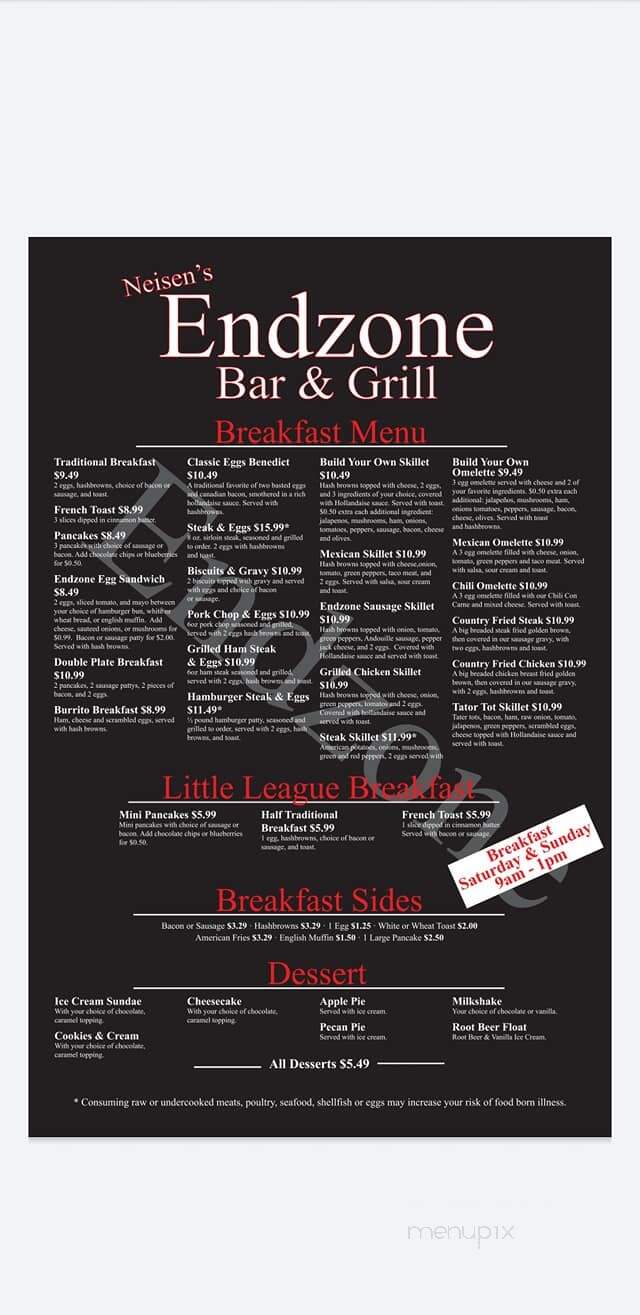 End Zone Bar and Grill - Elko New Market, MN menu_pic
