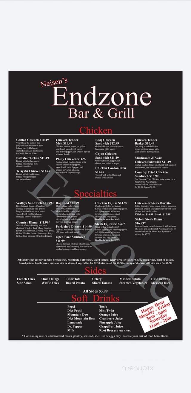 End Zone Bar and Grill - Elko New Market, MN menu_pic