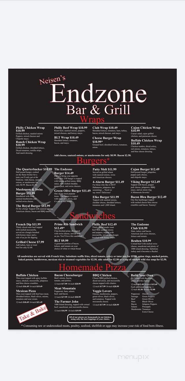 End Zone Bar and Grill - Elko New Market, MN menu_pic