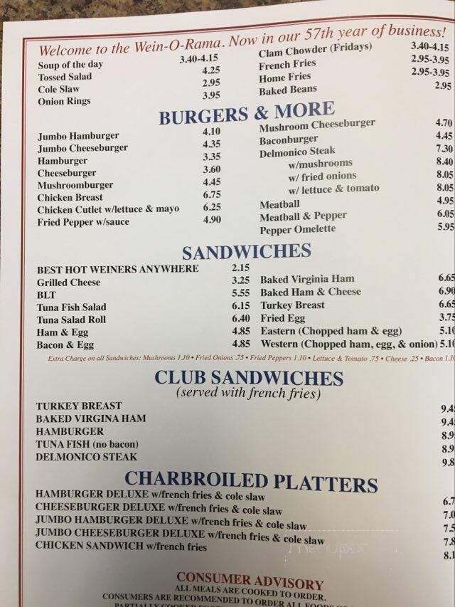 Wein-O-Rama - Cranston, RI menu_pic
