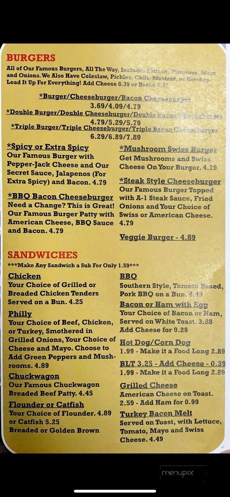 Bonnie and Clyde's - Bakersville, NC menu_pic