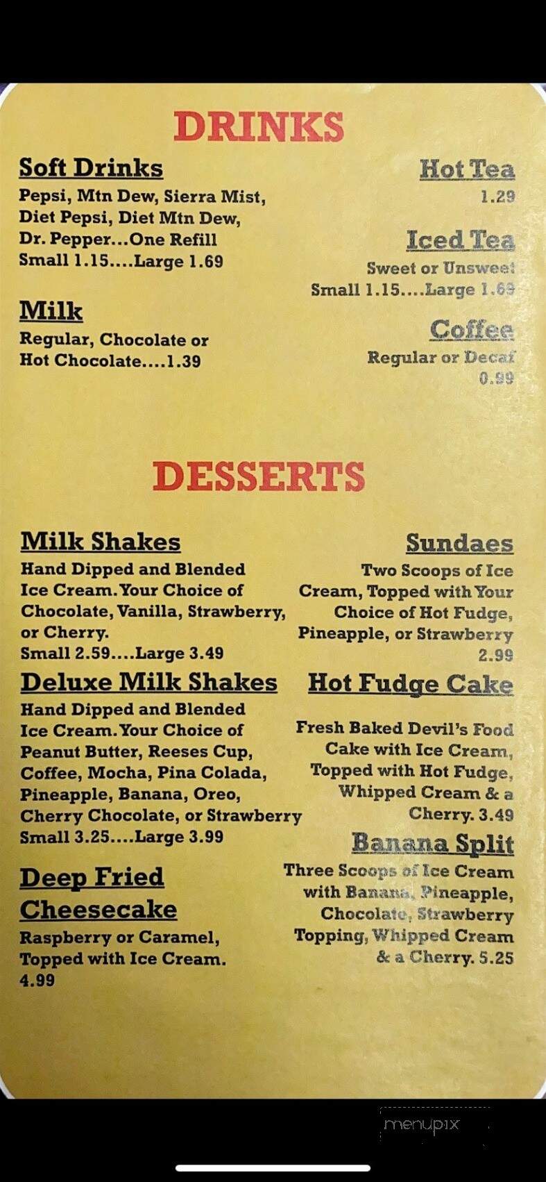 Bonnie and Clyde's - Bakersville, NC menu_pic