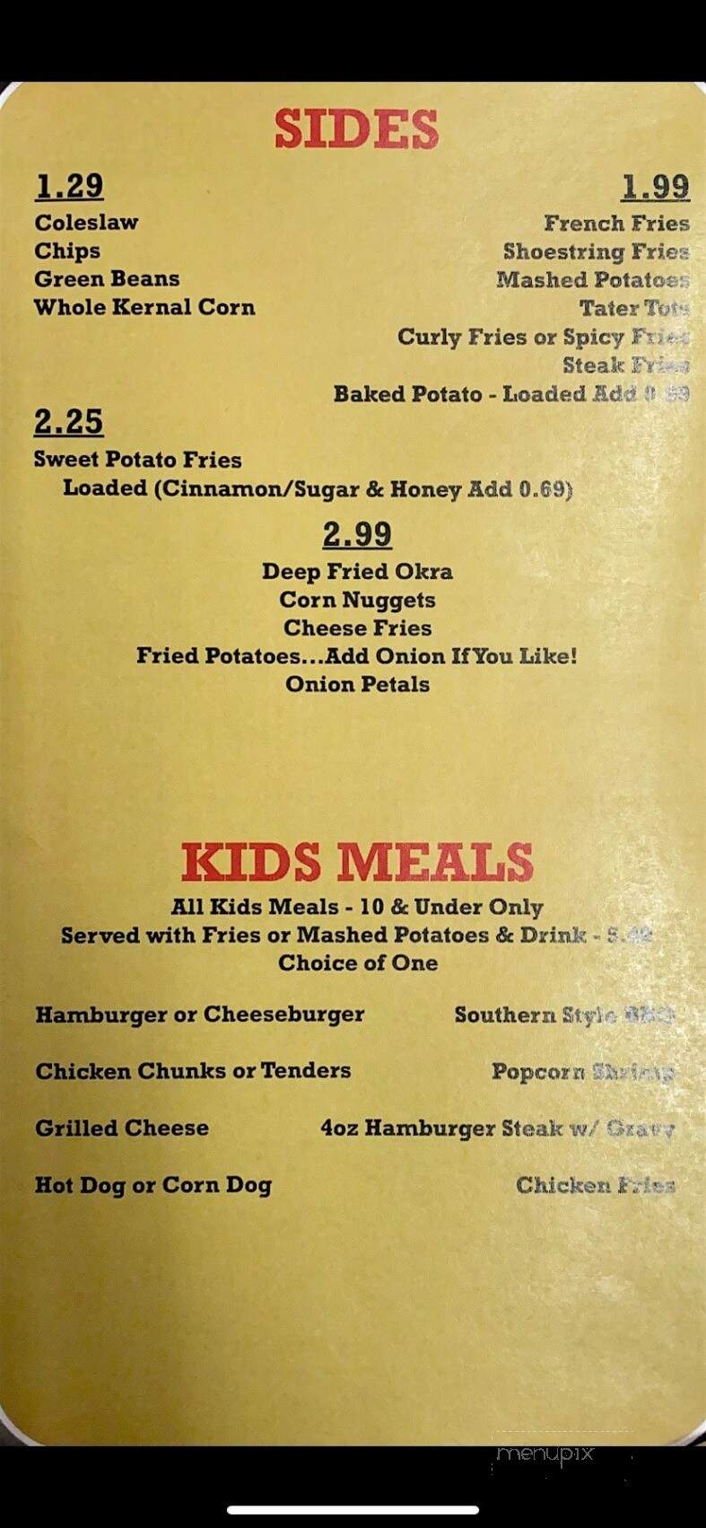 Bonnie and Clyde's - Bakersville, NC menu_pic