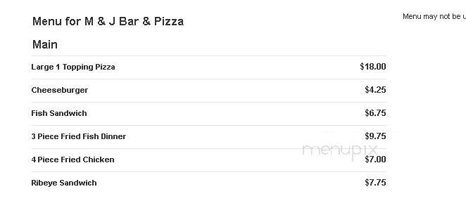 M & J Bar & Pizza - Brodhead, WI menu_pic
