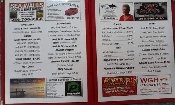 Tim's Walk Hard BBQ - Leesburg, AL menu_pic