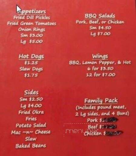 Tim's Walk Hard BBQ - Leesburg, AL menu_pic