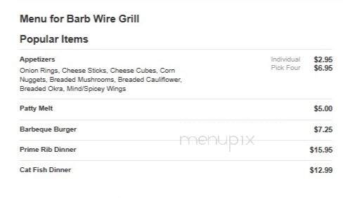 Barb Wire Grill - Fairfield, IL menu_pic