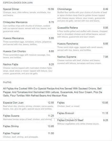 Don Juan Authentic Mexican Restaurant - Hot Springs, AR menu_pic