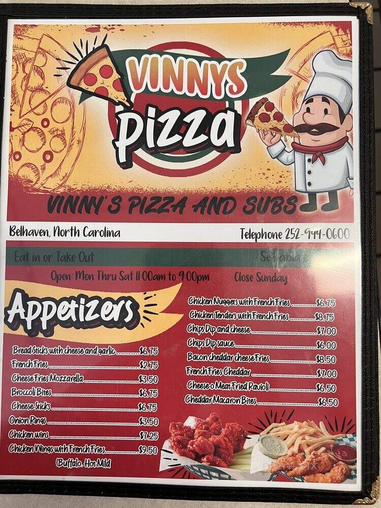 Vinny's Pizza & Subs - Belhaven, NC menu_pic
