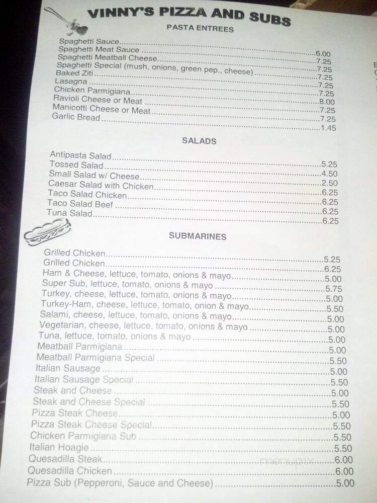Vinny's Pizza & Subs - Belhaven, NC menu_pic