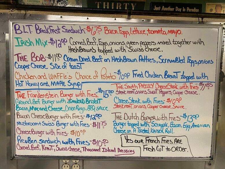 Letterman's Diner - Kutztown, PA menu_pic